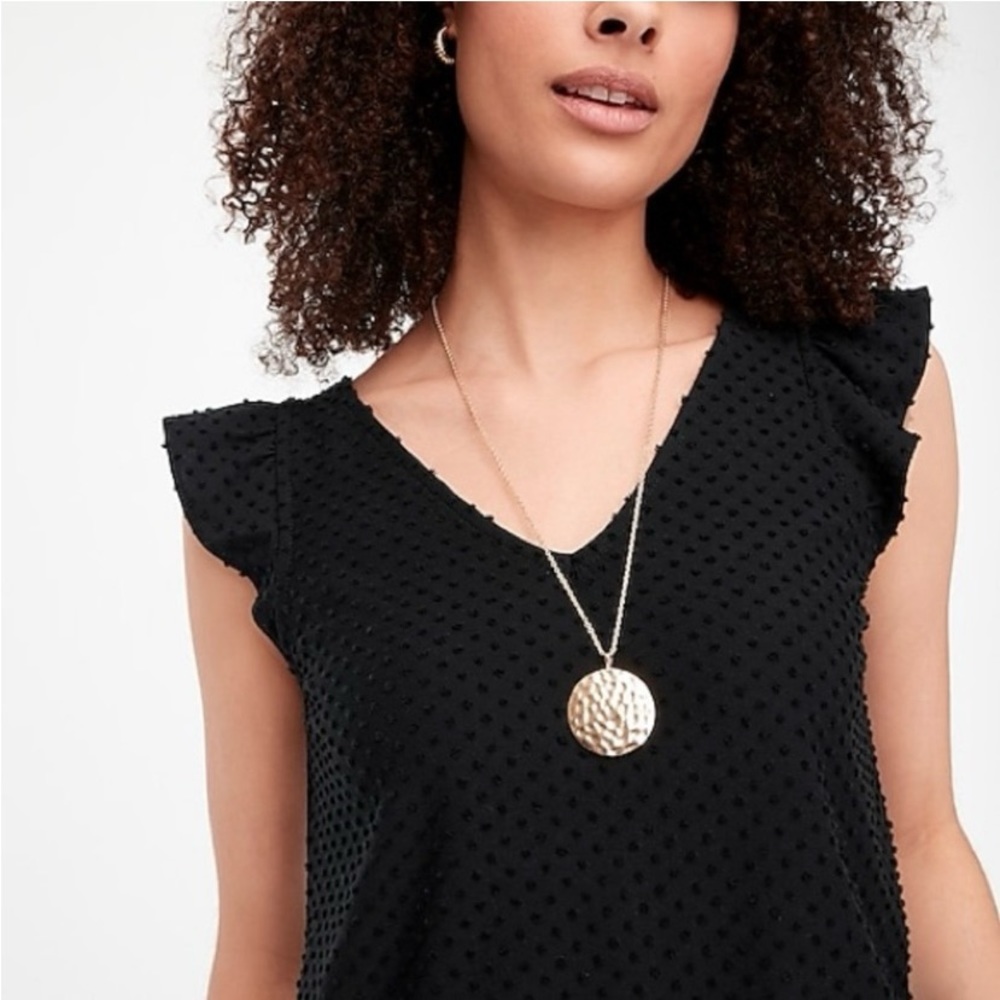 J Crew Factory clip dot flutter sleeve top